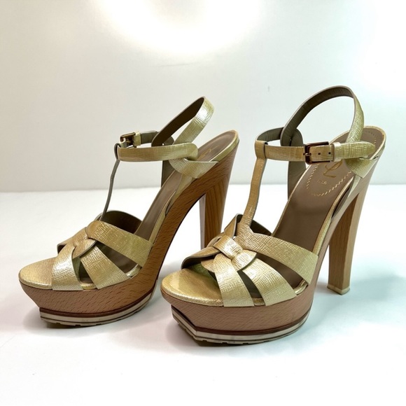 Yves Saint Laurent Tribute Wood Platform
Leather Sandals Size 38.5 - Picture 4 of 13
